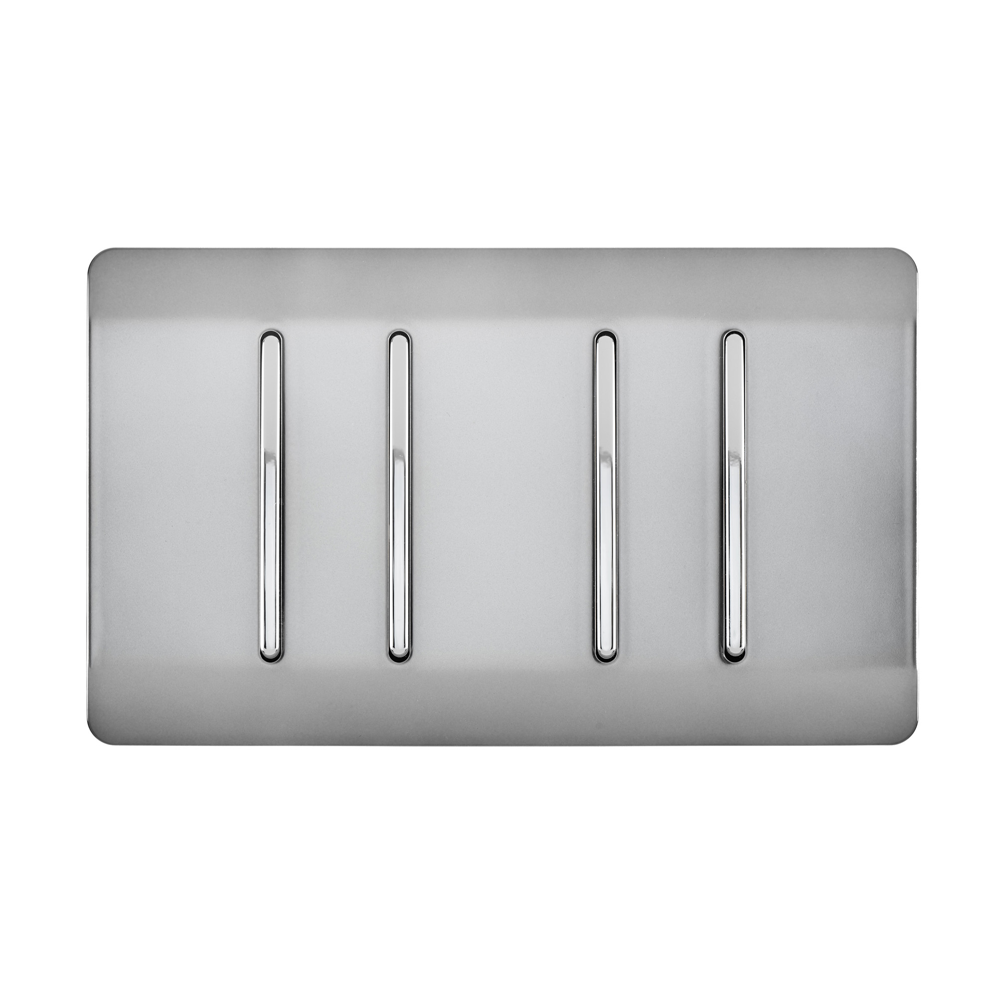 4 Gang (1x2 Way 3x3 Way Intermediate) Brushed Steel